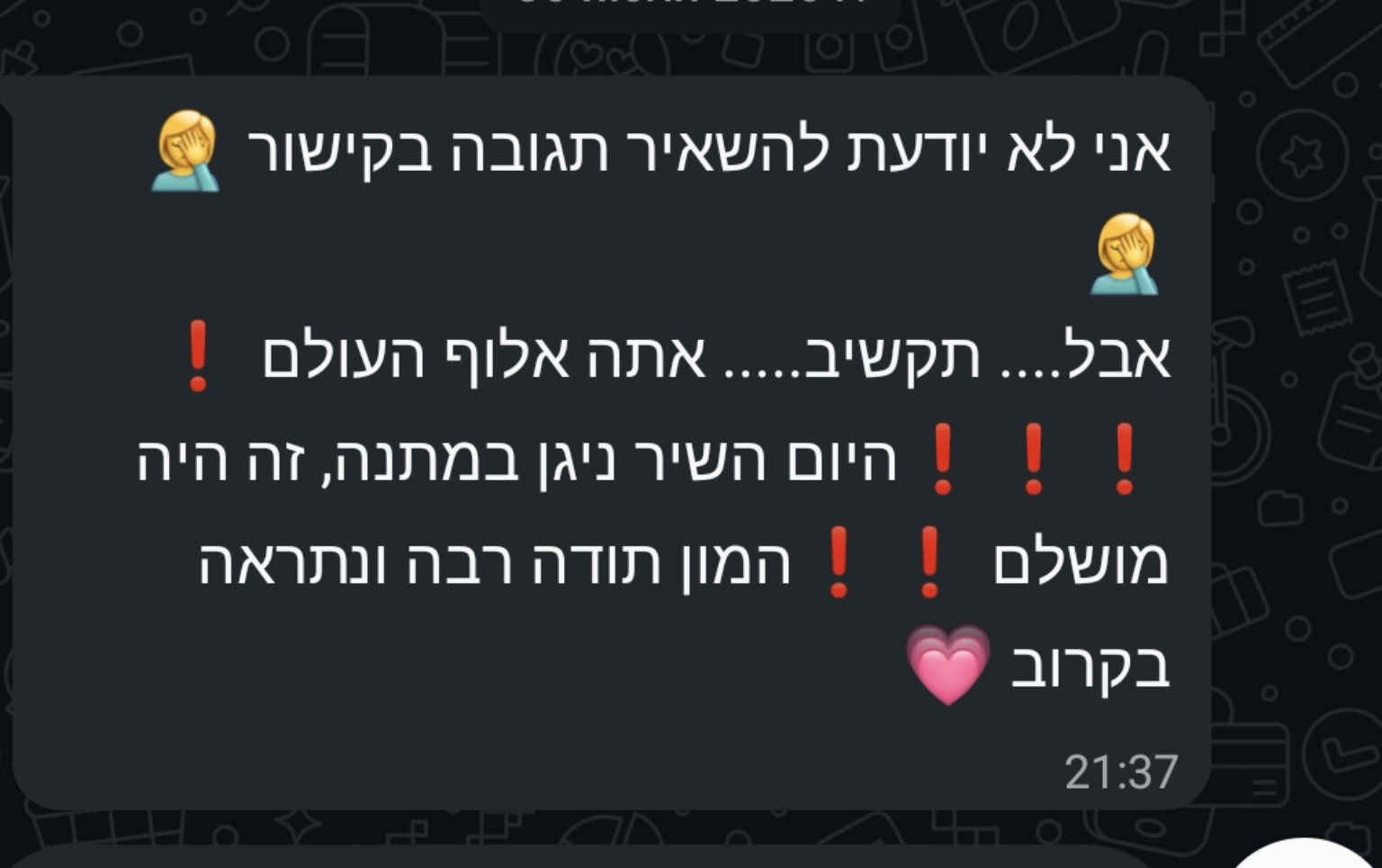 צילום מסך של הודעת לקוח 2